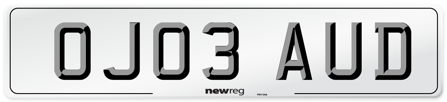 OJ03 AUD Number Plate from New Reg